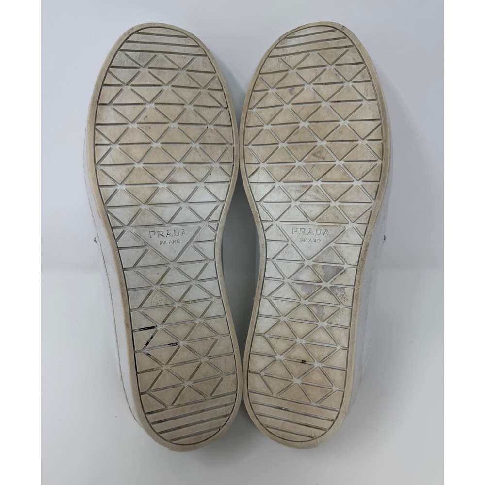 Prada Brushed Leather Sneaker White Size 9 US 8 Prada - Picture 6 of 9